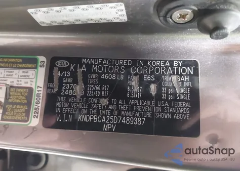 2013 Kia Sportage Lx z USA, uszkodzony, nr VIN KNDPBCA25D7489387